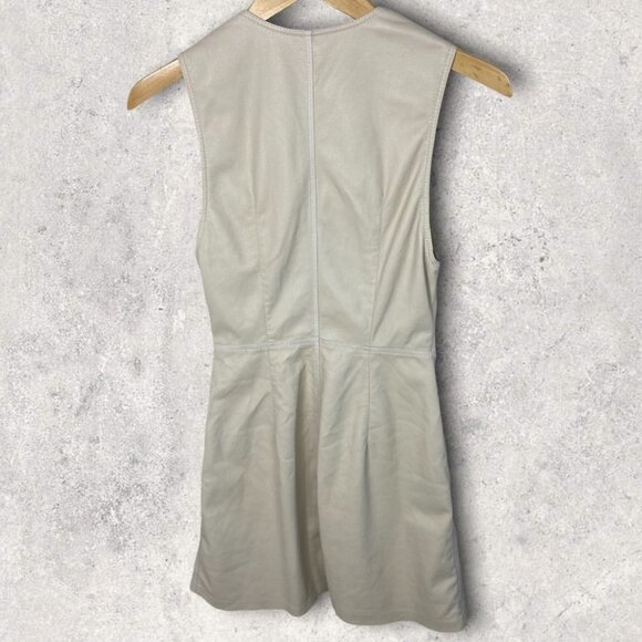 Nanushka Vegan Leather Mini Dress Button Down Size XS Cream Beige Menphi Boho - Picture 13 of 13